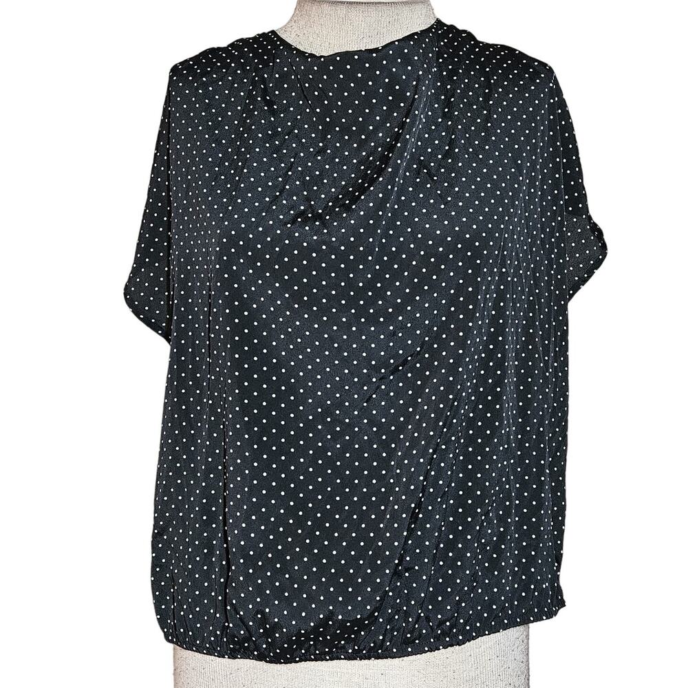 H&M Black and White Polka Dot Blouse Size 14